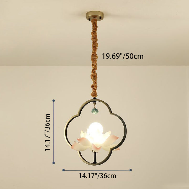 Chandelier traditionnel chinois en céramique avec résine de fer et lotus à plusieurs têtes 1/3/6/8/12 lumières pour chambre 