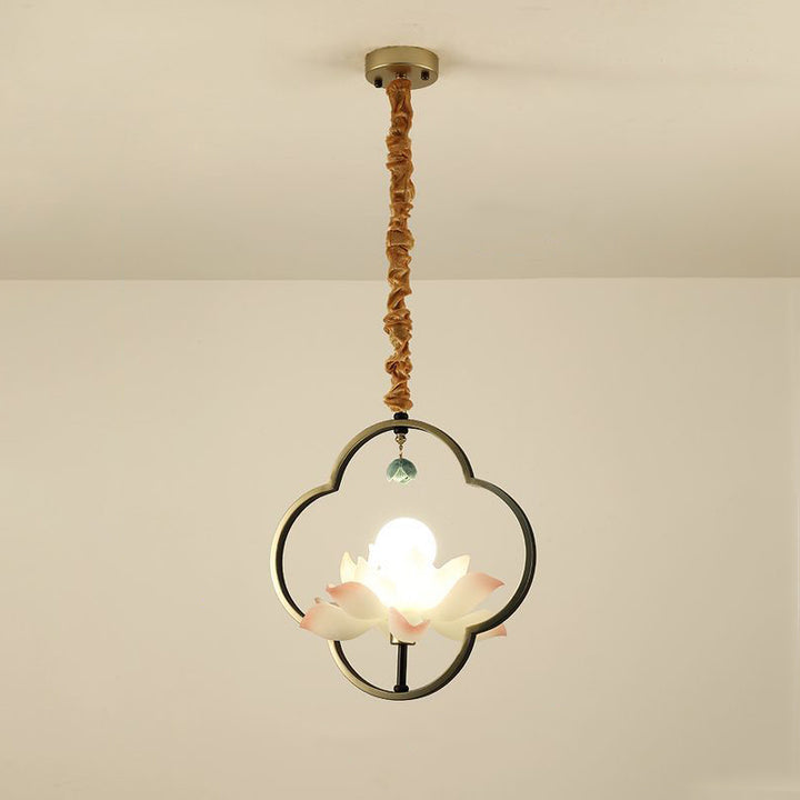 Chandelier traditionnel chinois en céramique avec résine de fer et lotus à plusieurs têtes 1/3/6/8/12 lumières pour chambre 