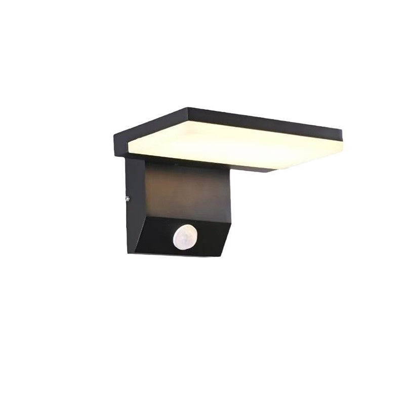 Applique murale LED en aluminium PC carrée ronde rotative pliable étanche avec détecteur de mouvement minimaliste moderne pour jardin 