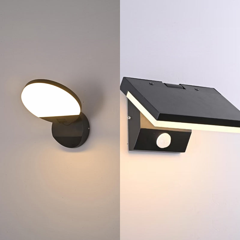 Applique murale LED en aluminium PC carrée ronde rotative pliable étanche avec détecteur de mouvement minimaliste moderne pour jardin 
