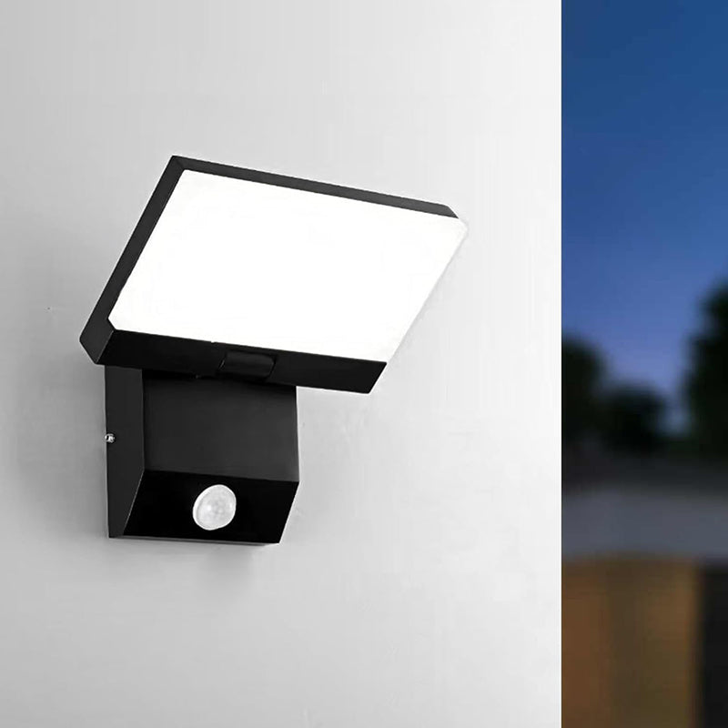 Modern Minimalist Motion Sensor Waterproof Foldable Rotatable Square Round Aluminum PC LED Wall Sconce Lamp For Garden