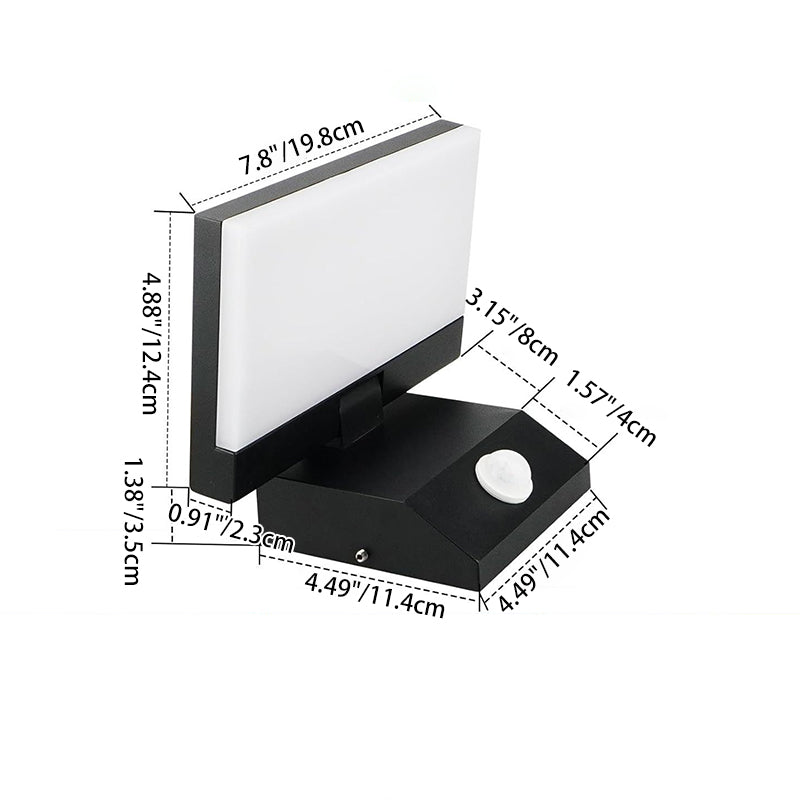 Applique murale LED en aluminium PC carrée ronde rotative pliable étanche avec détecteur de mouvement minimaliste moderne pour jardin 