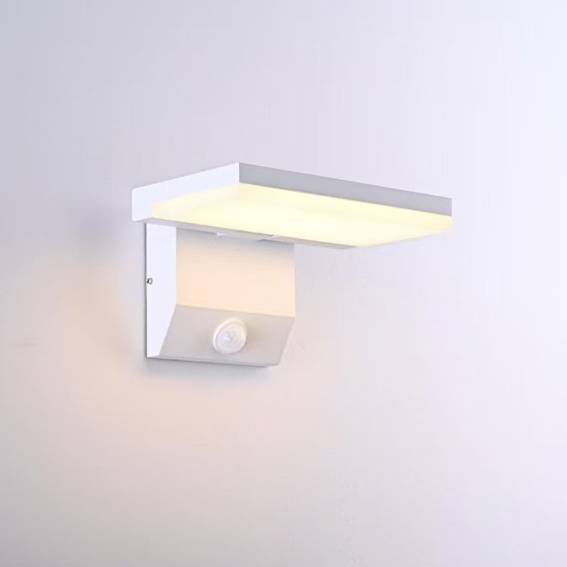 Modern Minimalist Motion Sensor Waterproof Foldable Rotatable Square Round Aluminum PC LED Wall Sconce Lamp For Garden