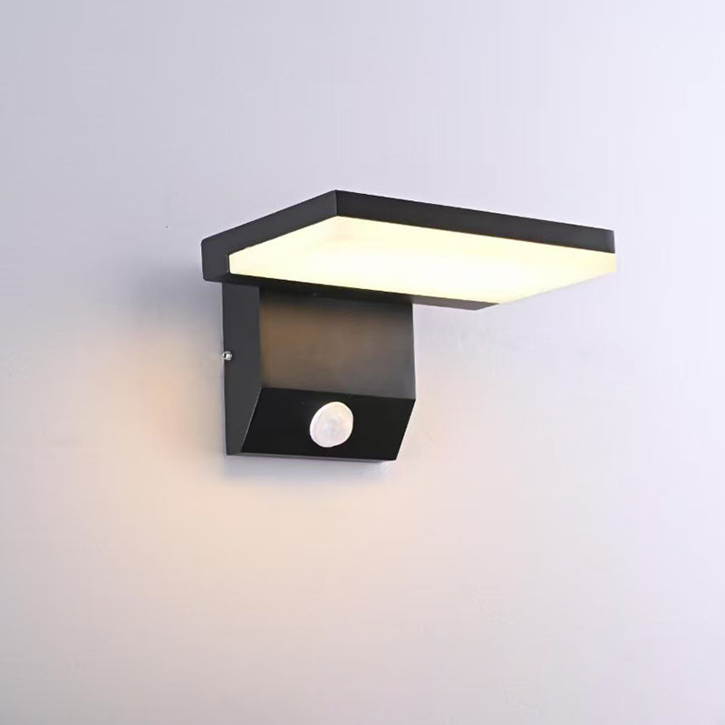 Modern Minimalist Motion Sensor Waterproof Foldable Rotatable Square Round Aluminum PC LED Wall Sconce Lamp For Garden