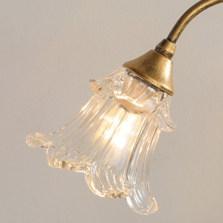 Lampe de table à 2 lumières en fer forgé avec vigne fleurie à double tête vintage traditionnel et verre cristal pour chambre à coucher 