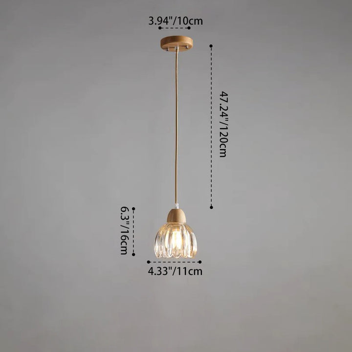 Traditional Vintage Floral Rubberwood Glass 1/3-Light Chandeliers For Bedroom