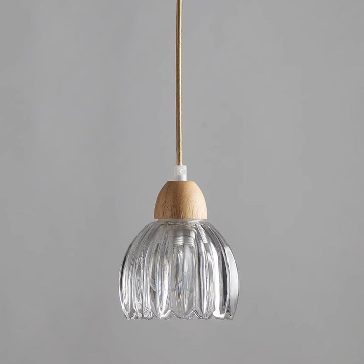 Traditional Vintage Floral Rubberwood Glass 1/3-Light Chandeliers For Bedroom