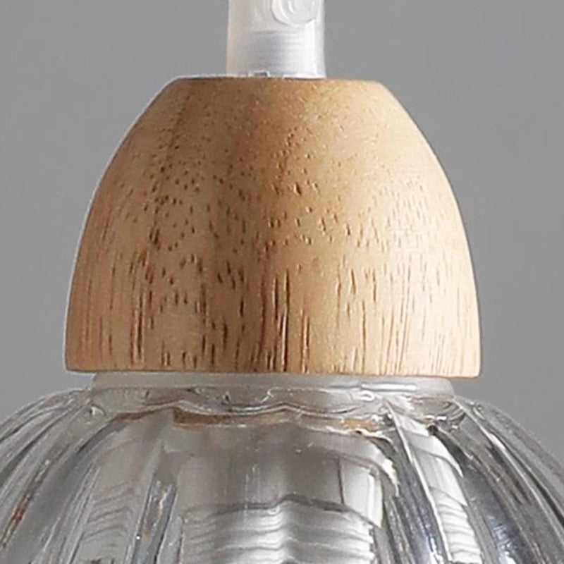 Traditional Vintage Floral Rubberwood Glass 1/3-Light Chandeliers For Bedroom