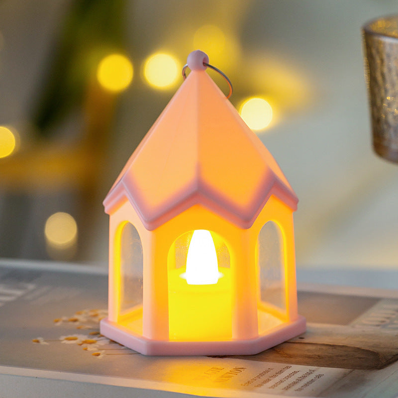 Lámpara de mesa de luz nocturna LED de PC HIPS con forma de casa de batería creativa contemporánea para dormitorios 