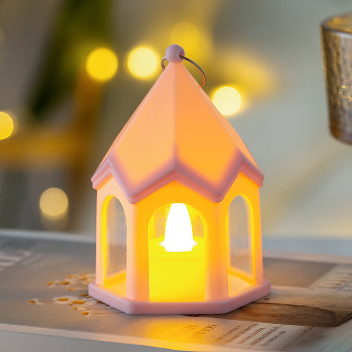 Lámpara de mesa de luz nocturna LED de PC HIPS con forma de casa de batería creativa contemporánea para dormitorios 
