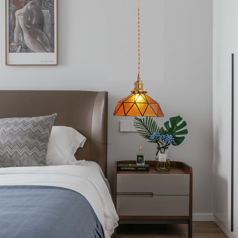 Contemporary Nordic Geometric Line Copper-Plated Glass 1/3-Light Pendant Light For Dining Room