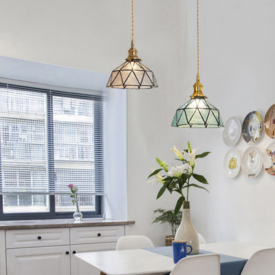 Contemporary Nordic Geometric Line Copper-Plated Glass 1/3-Light Pendant Light For Dining Room