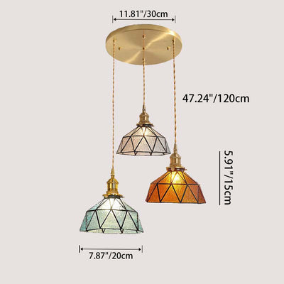 Contemporary Nordic Geometric Line Copper-Plated Glass 1/3-Light Pendant Light For Dining Room
