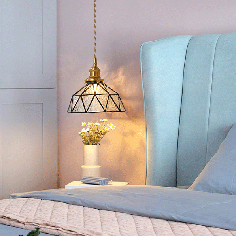 Contemporary Nordic Geometric Line Copper-Plated Glass 1/3-Light Pendant Light For Dining Room