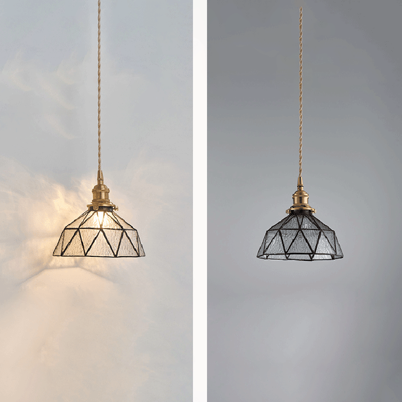Contemporary Nordic Geometric Line Copper-Plated Glass 1/3-Light Pendant Light For Dining Room