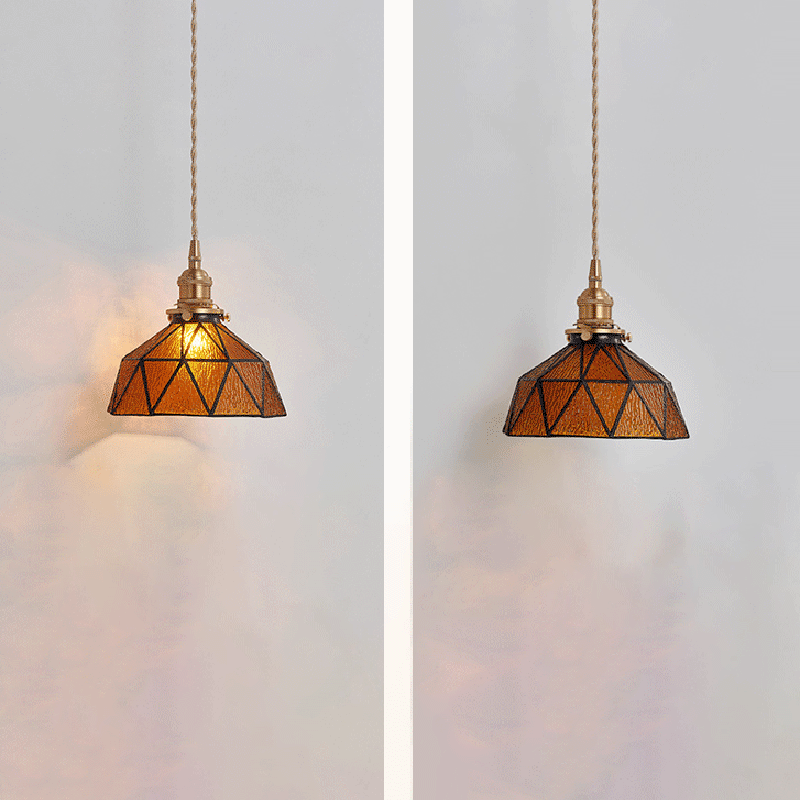 Contemporary Nordic Geometric Line Copper-Plated Glass 1/3-Light Pendant Light For Dining Room