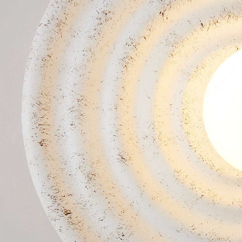 Contemporary Nordic Round Corrugated Resin Glass 1-light Wall Sconce Lamp For Bedroom