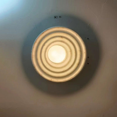 Contemporary Nordic Round Corrugated Resin Glass 1-light Wall Sconce Lamp For Bedroom