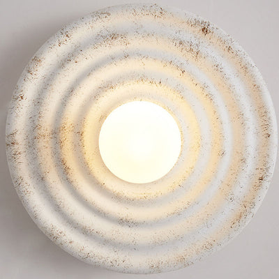 Contemporary Nordic Round Corrugated Resin Glass 1-light Wall Sconce Lamp For Bedroom
