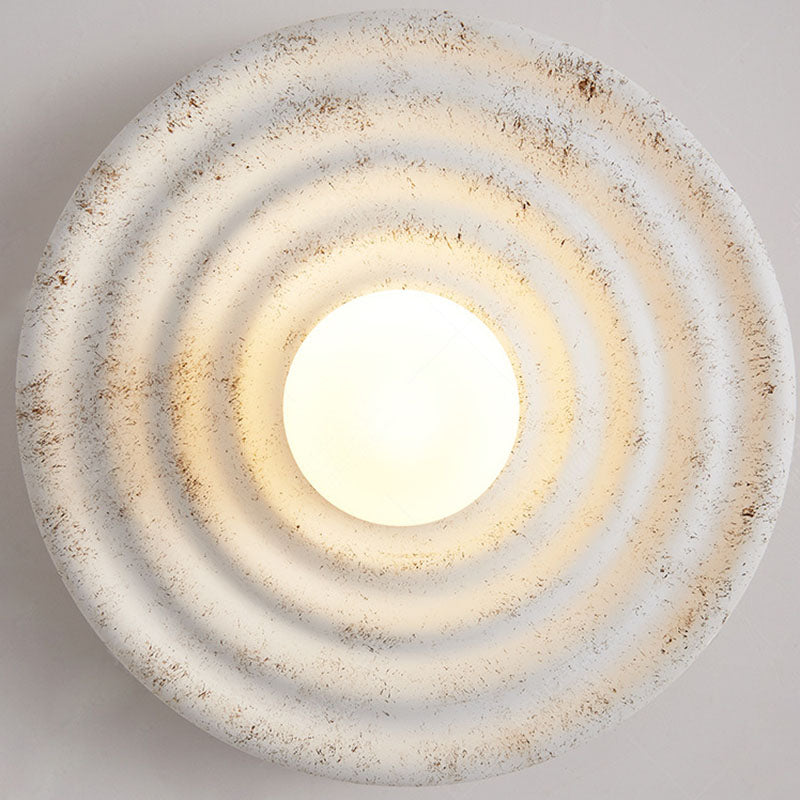 Contemporary Nordic Round Corrugated Resin Glass 1-light Wall Sconce Lamp For Bedroom