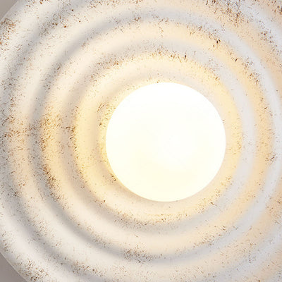 Contemporary Nordic Round Corrugated Resin Glass 1-light Wall Sconce Lamp For Bedroom