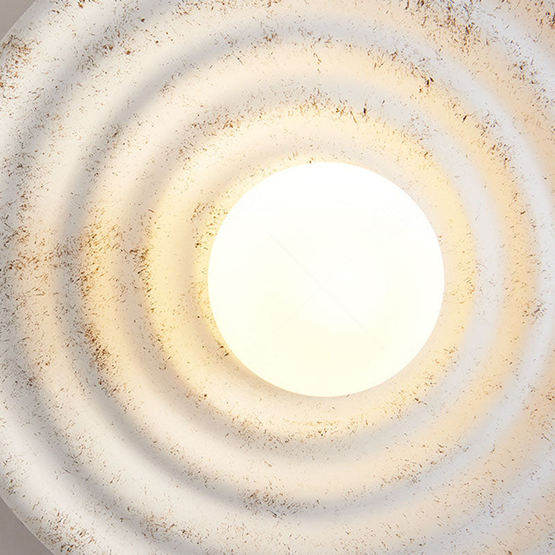 Contemporary Nordic Round Corrugated Resin Glass 1-light Wall Sconce Lamp For Bedroom
