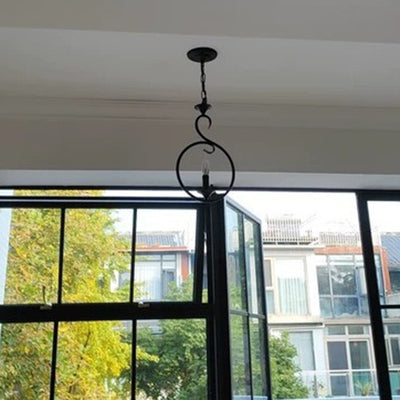 Modern Minimalist Circular Candle-Shaped Iron PVC 1-Light Pendant Light For Bedroom