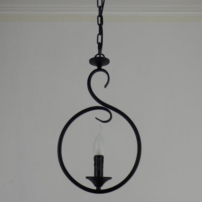 Modern Minimalist Circular Candle-Shaped Iron PVC 1-Light Pendant Light For Bedroom