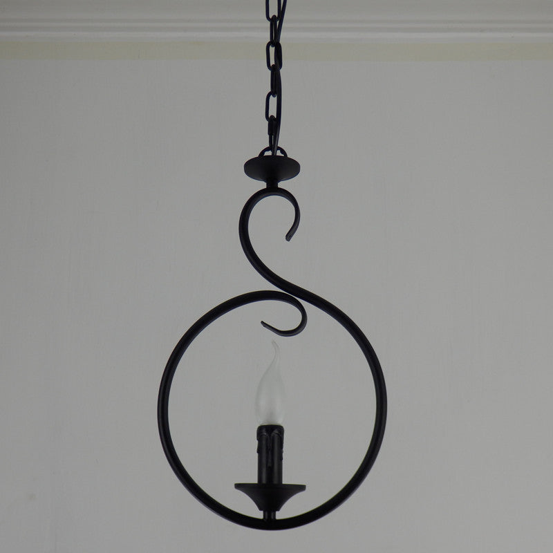 Modern Minimalist Circular Candle-Shaped Iron PVC 1-Light Pendant Light For Bedroom