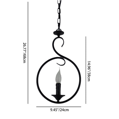 Modern Minimalist Circular Candle-Shaped Iron PVC 1-Light Pendant Light For Bedroom