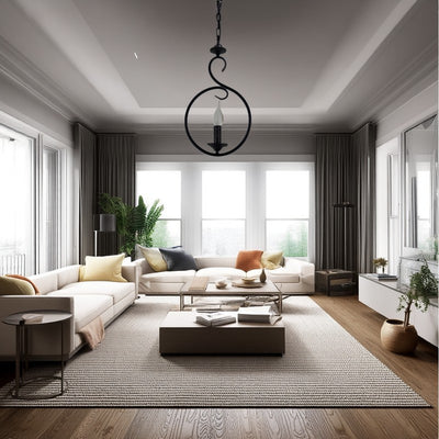 Modern Minimalist Circular Candle-Shaped Iron PVC 1-Light Pendant Light For Bedroom