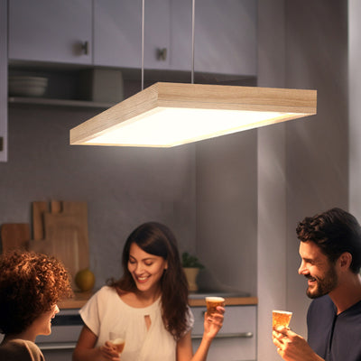 Modern Minimalist Rectangular Iron Solid Wood PVC LED Chandeliers Island Light For Bedroom