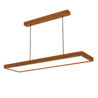 Modern Minimalist Rectangular Iron Solid Wood PVC LED Chandeliers Island Light For Bedroom
