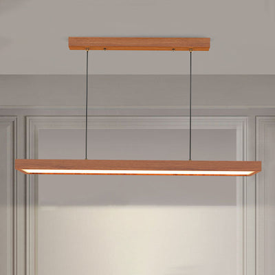 Modern Minimalist Rectangular Iron Solid Wood PVC LED Chandeliers Island Light For Bedroom