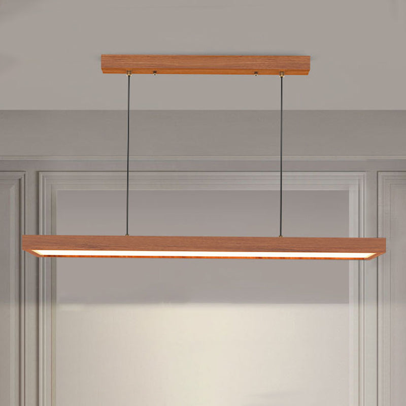 Modern Minimalist Rectangular Iron Solid Wood PVC LED Chandeliers Island Light For Bedroom