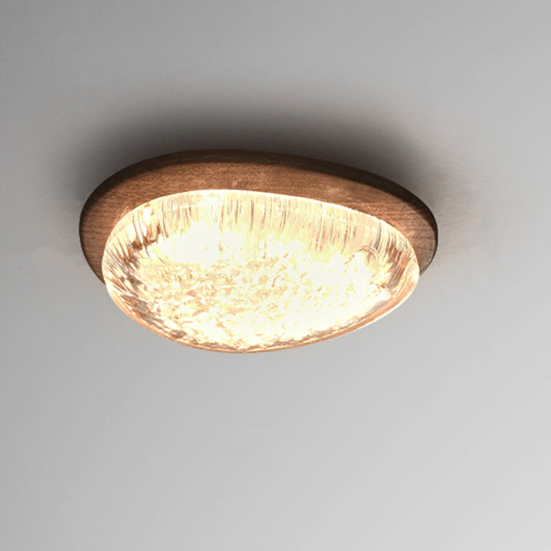 Luz de techo empotrada LED de resina de nogal redonda irregular vintage tradicional para dormitorio 