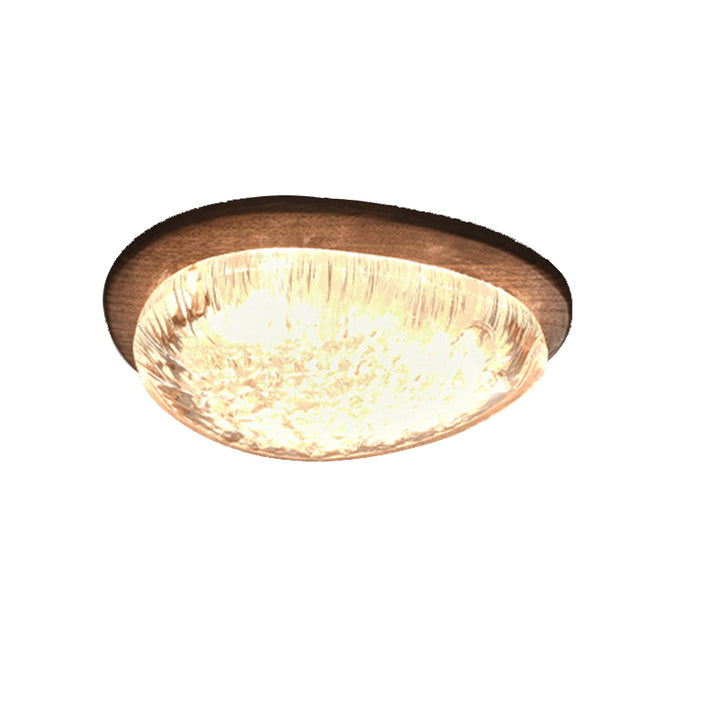 Luz de techo empotrada LED de resina de nogal redonda irregular vintage tradicional para dormitorio 
