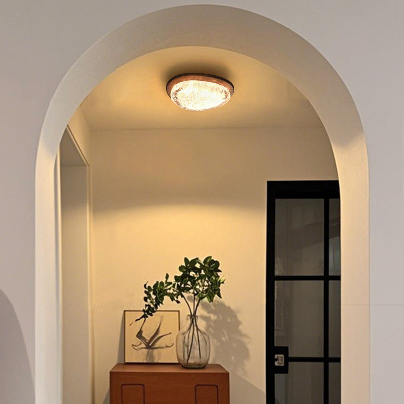 Luz de techo empotrada LED de resina de nogal redonda irregular vintage tradicional para dormitorio 