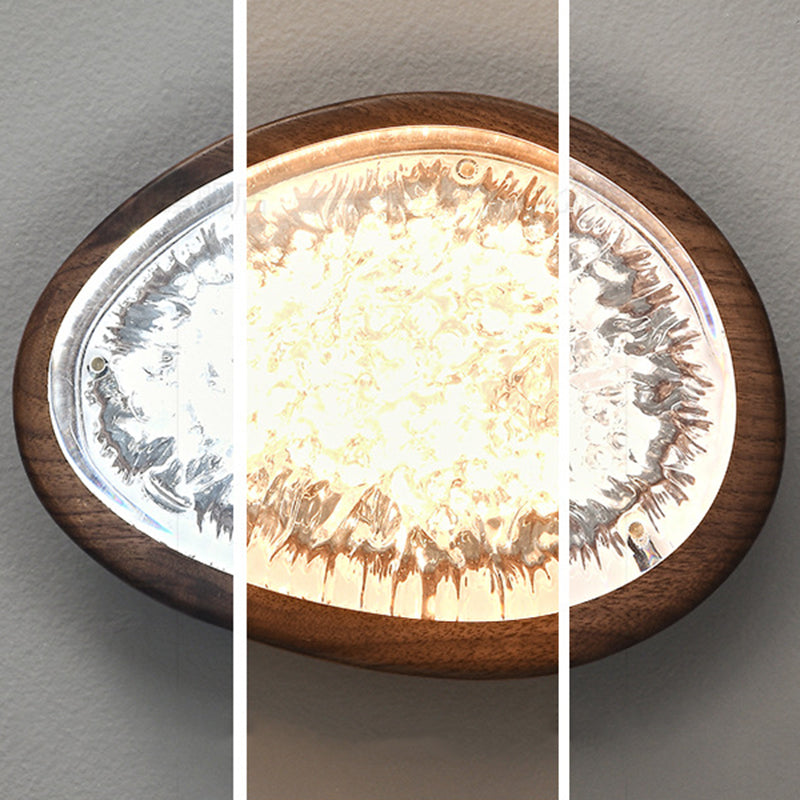 Luz de techo empotrada LED de resina de nogal redonda irregular vintage tradicional para dormitorio 