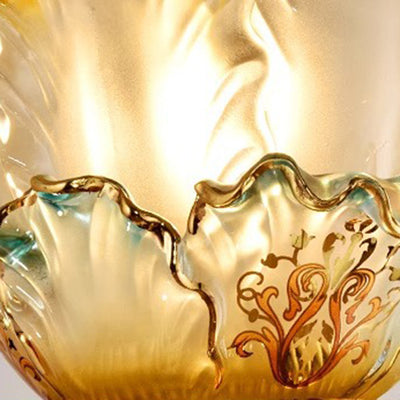 Traditional French Flower-Shaped Copper Glass 1/2-Light Wall Sconce Lamp For Bedroom