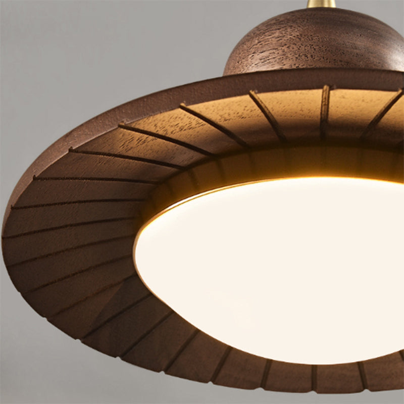 Traditional Vintage Round Disc Oval Iron Hardware Acrylic LED Pendant Light For Bedroom