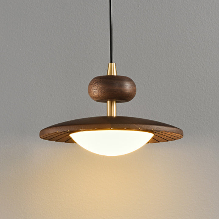 Traditional Vintage Round Disc Oval Iron Hardware Acrylic LED Pendant Light For Bedroom