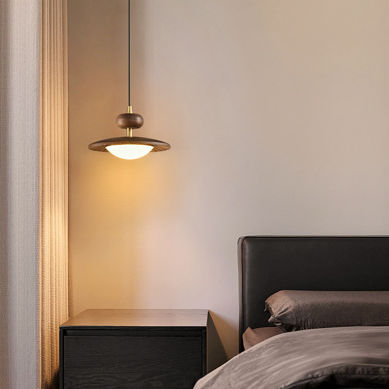 Traditional Vintage Round Disc Oval Iron Hardware Acrylic LED Pendant Light For Bedroom