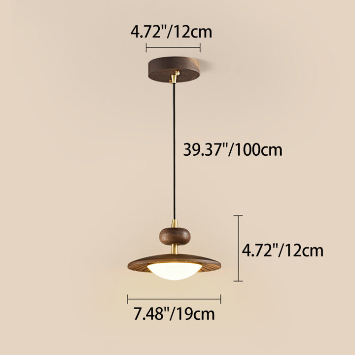 Traditional Vintage Round Disc Oval Iron Hardware Acrylic LED Pendant Light For Bedroom