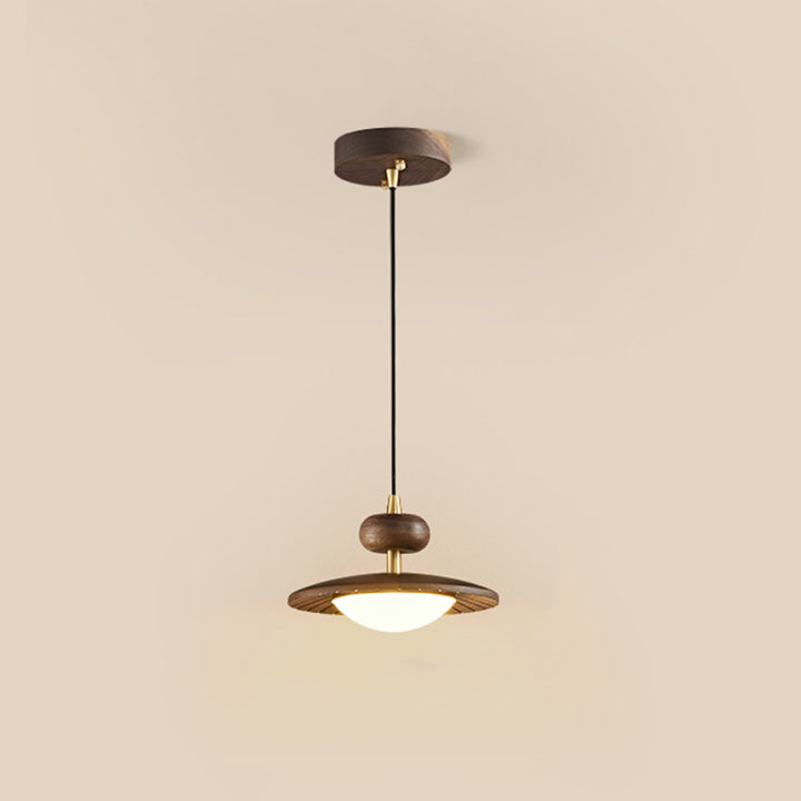 Traditional Vintage Round Disc Oval Iron Hardware Acrylic LED Pendant Light For Bedroom