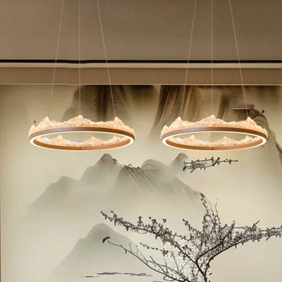 Traditional French Circular Iceberg-Shaped Aluminum Resin Carbon Steel LED Chandelier For Living Room