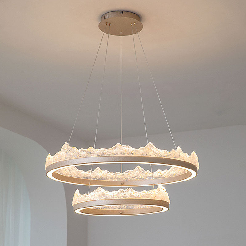 Traditional French Circular Iceberg-Shaped Aluminum Resin Carbon Steel LED Chandelier For Living Room
