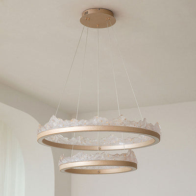 Traditional French Circular Iceberg-Shaped Aluminum Resin Carbon Steel LED Chandelier For Living Room