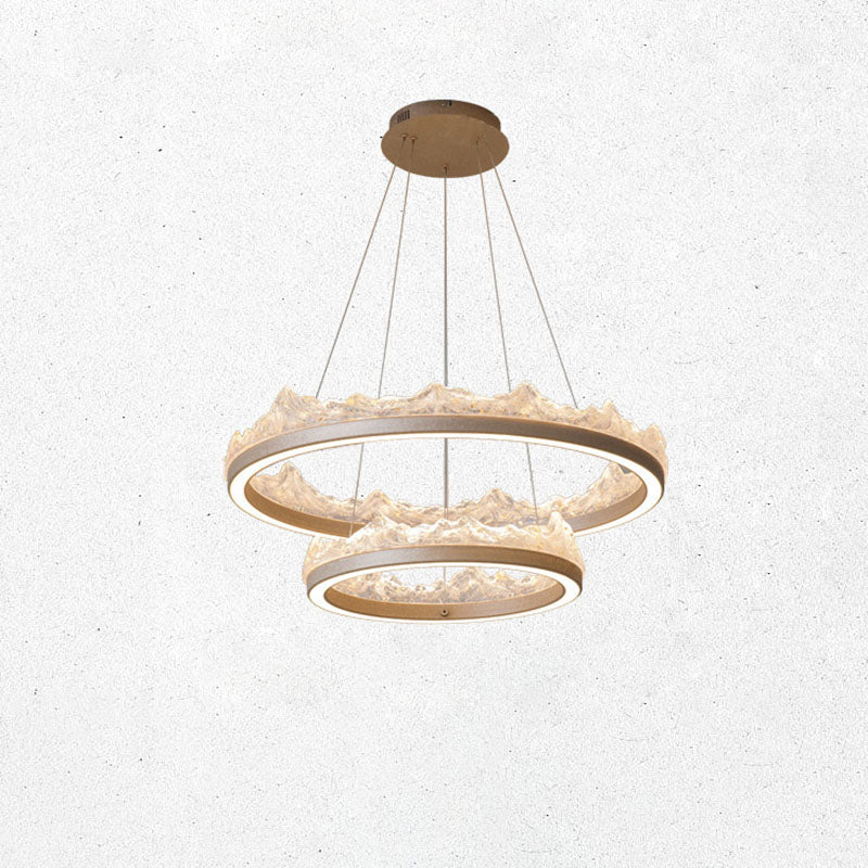 Traditional French Circular Iceberg-Shaped Aluminum Resin Carbon Steel LED Chandelier For Living Room