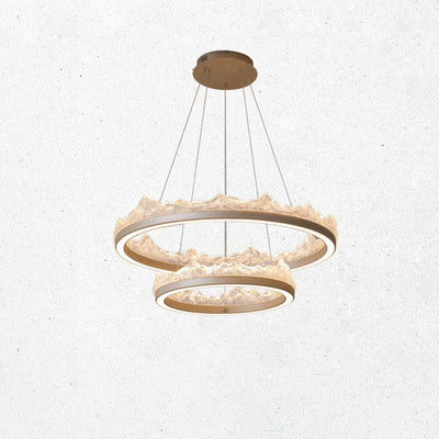 Traditional French Circular Iceberg-Shaped Aluminum Resin Carbon Steel LED Chandelier For Living Room